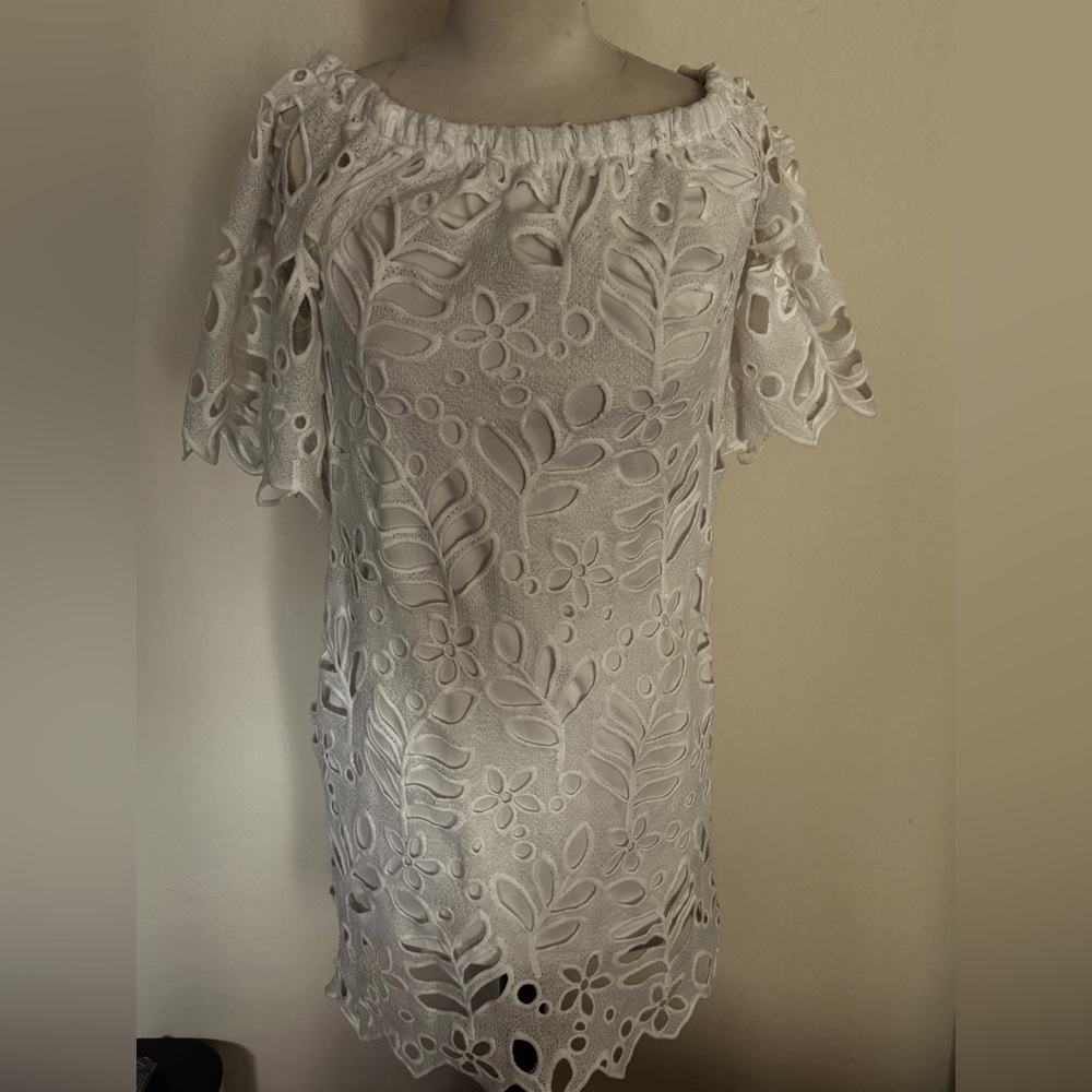 White Floral Lace Dress by Pretty Garden